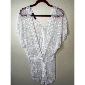 Wendy Hil Boutique Ivory Lace Crochet Sexy Top Beach Cover Up Fancy Boho